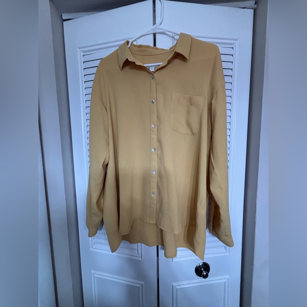 J. Jill Mustard Button-Up Blouse